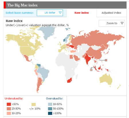 big mac index - the economist